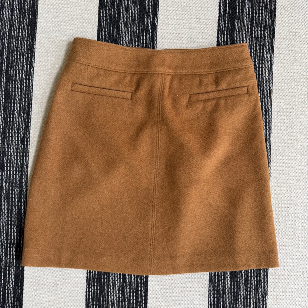 LOFT Women's Camel/Tan Structured Wool-Blend Mini Skirt Size 2